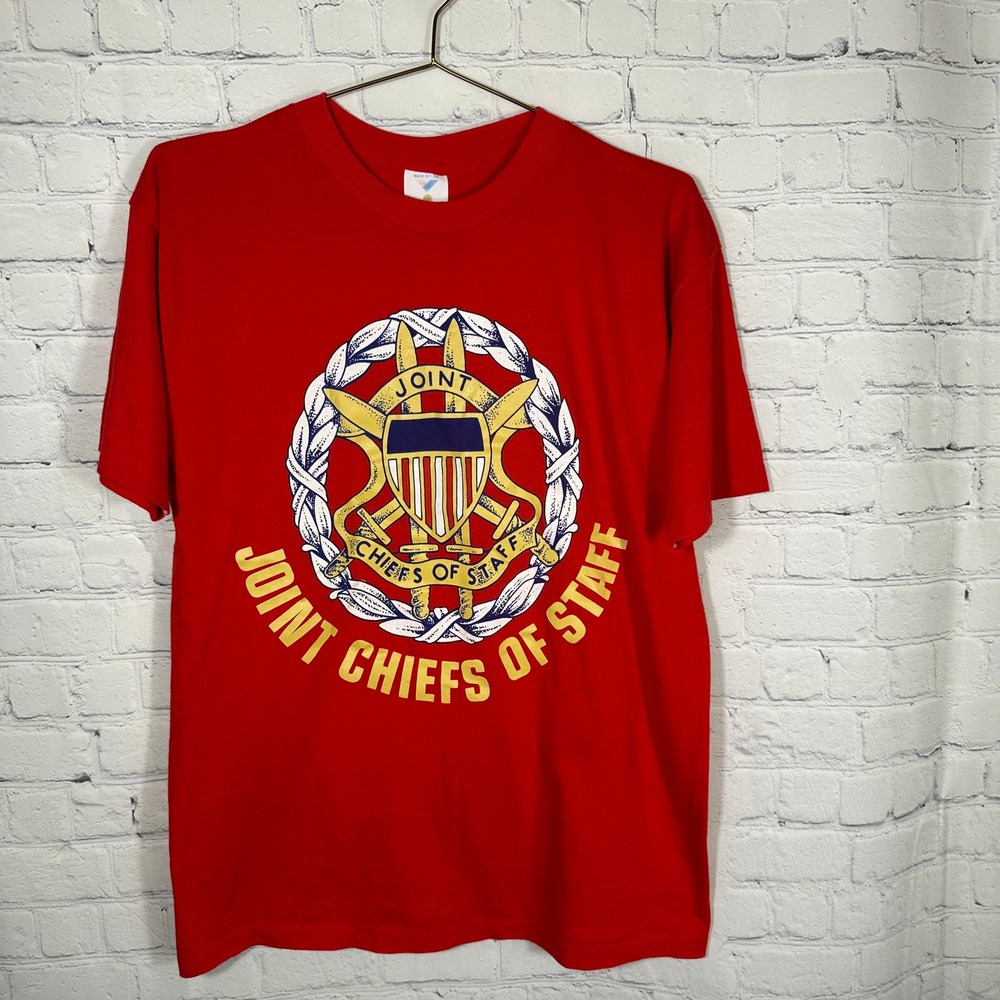 Vintage Jostens Joint Chiefs of Staff‎ T-Shirt Red Medium USA Made Single Stitch